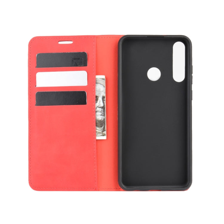 For Huawei Y6p Retro-skin Business Magnetic Suction Leather Case with Holder & Card Slots & Wallet