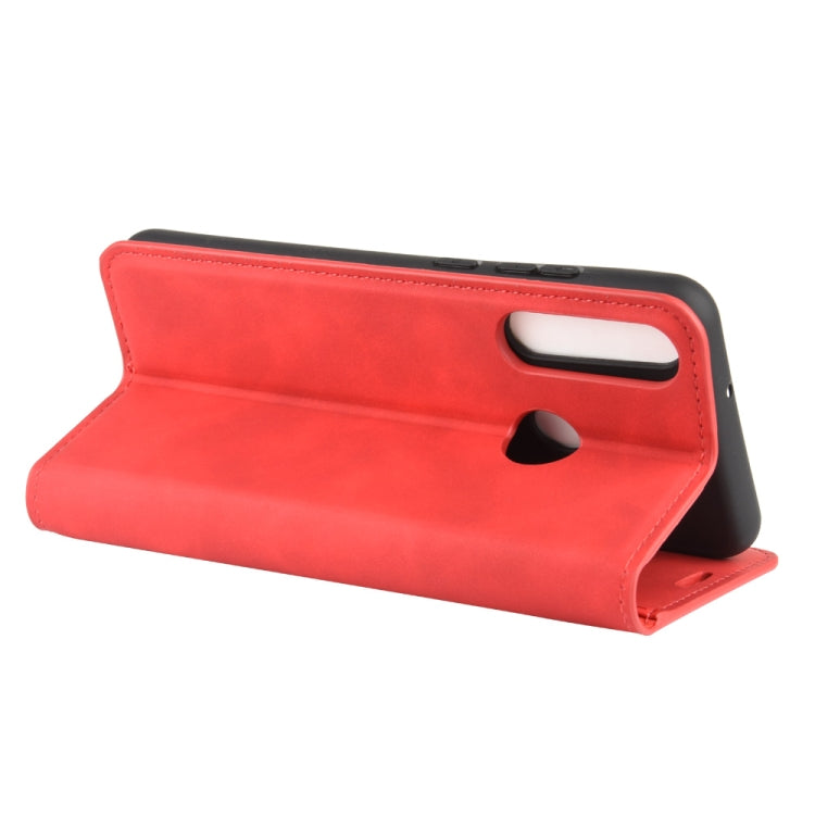 For Huawei Y6p Retro-skin Business Magnetic Suction Leather Case with Holder & Card Slots & Wallet