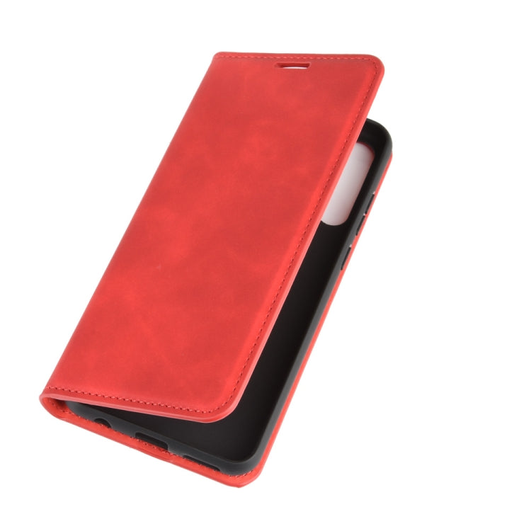 For Huawei Y6p Retro-skin Business Magnetic Suction Leather Case with Holder & Card Slots & Wallet