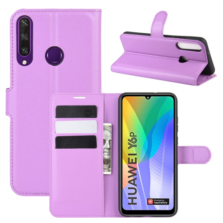 For Huawei Y6p Litchi Texture Horizontal Flip Protective Case with Holder & Card Slots & Wallet