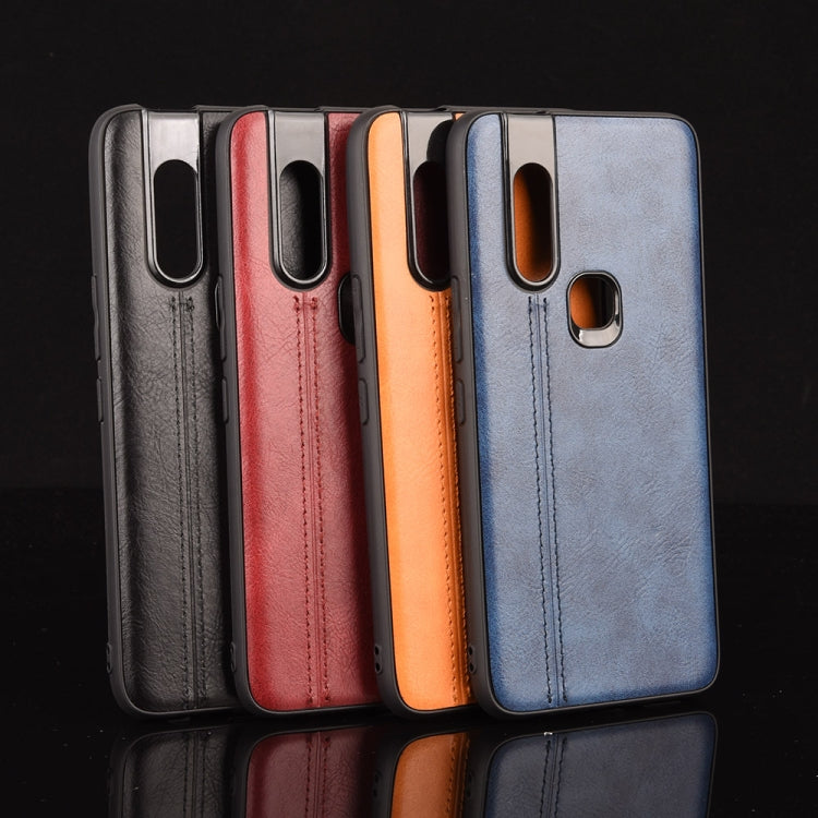 For Infinix S5 Pro Shockproof Sewing Cow Pattern Skin Texture PC + PU + TPU Case