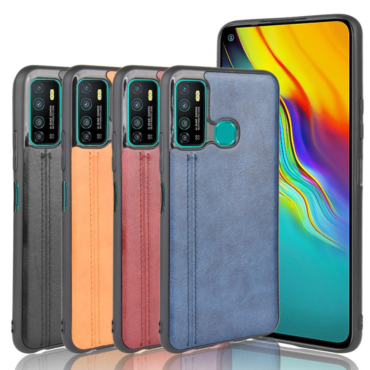 For Infinix Hot 9 Shockproof Sewing Cow Pattern Skin Texture PC + PU + TPU Case