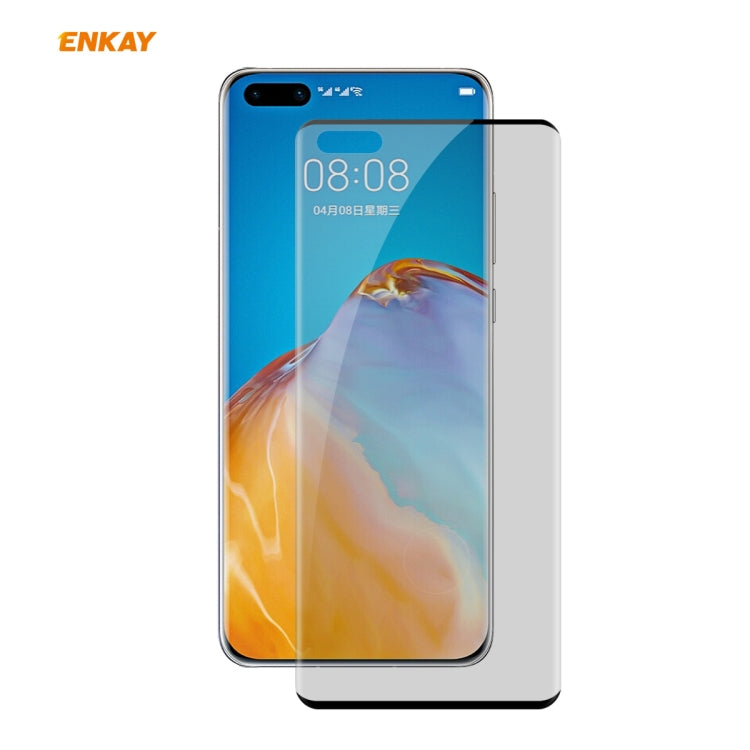 For Huawei P40 Pro ENKAY Hat-Prince 0.26mm 9H 3D Curved Heat Bending Privacy Anti-spy Full Screen Tempered Glass Film