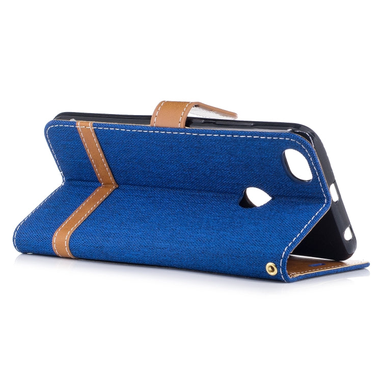 Color Matching Denim Texture Leather Case for Xiaomi Redmi Note 5A, with Holder & Card Slots & Wallet & Lanyard