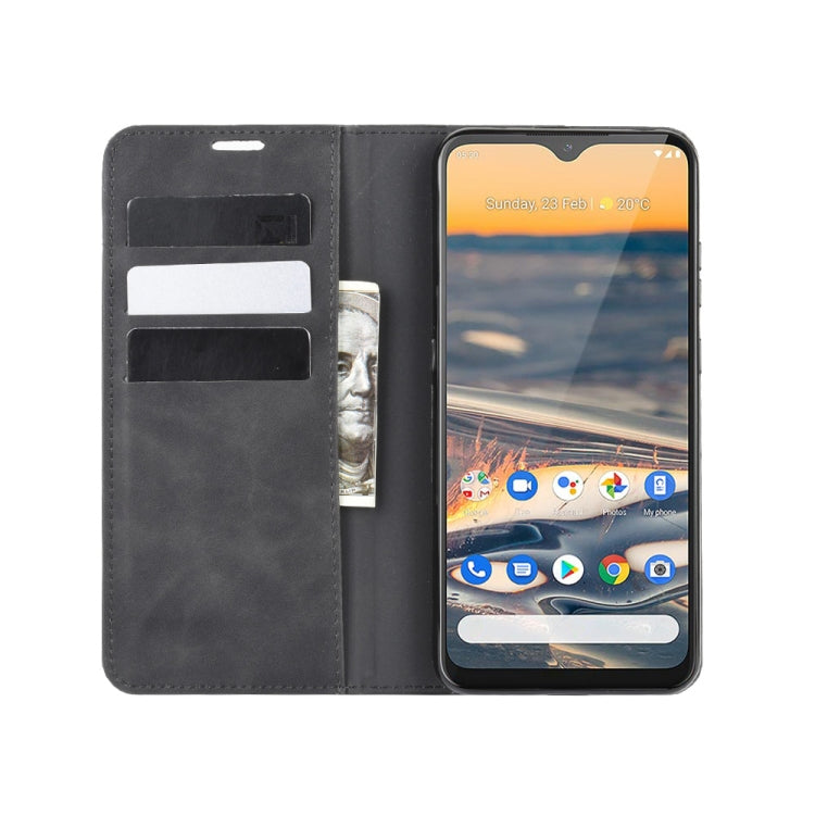 For Nokia 5.3 Retro-skin Business Magnetic Suction Leather Case with Holder & Card Slots & Wallet