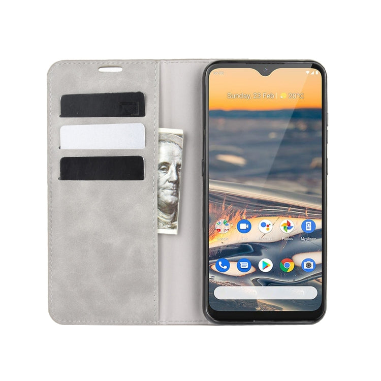 For Nokia 5.3 Retro-skin Business Magnetic Suction Leather Case with Holder & Card Slots & Wallet