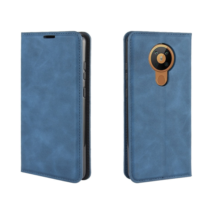 For Nokia 5.3 Retro-skin Business Magnetic Suction Leather Case with Holder & Card Slots & Wallet