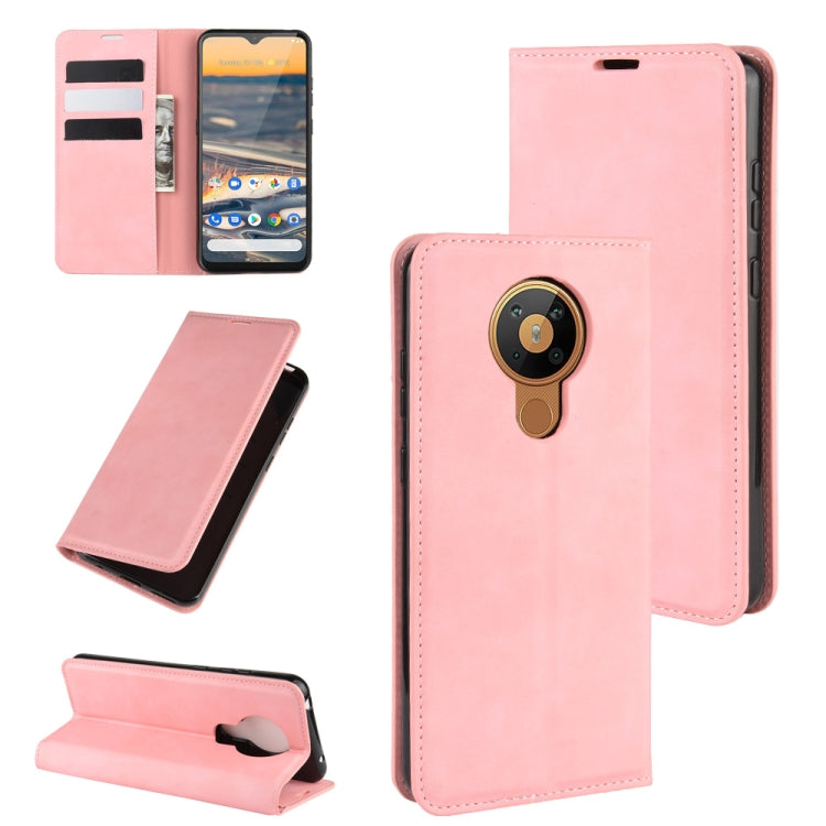For Nokia 5.3 Retro-skin Business Magnetic Suction Leather Case with Holder & Card Slots & Wallet