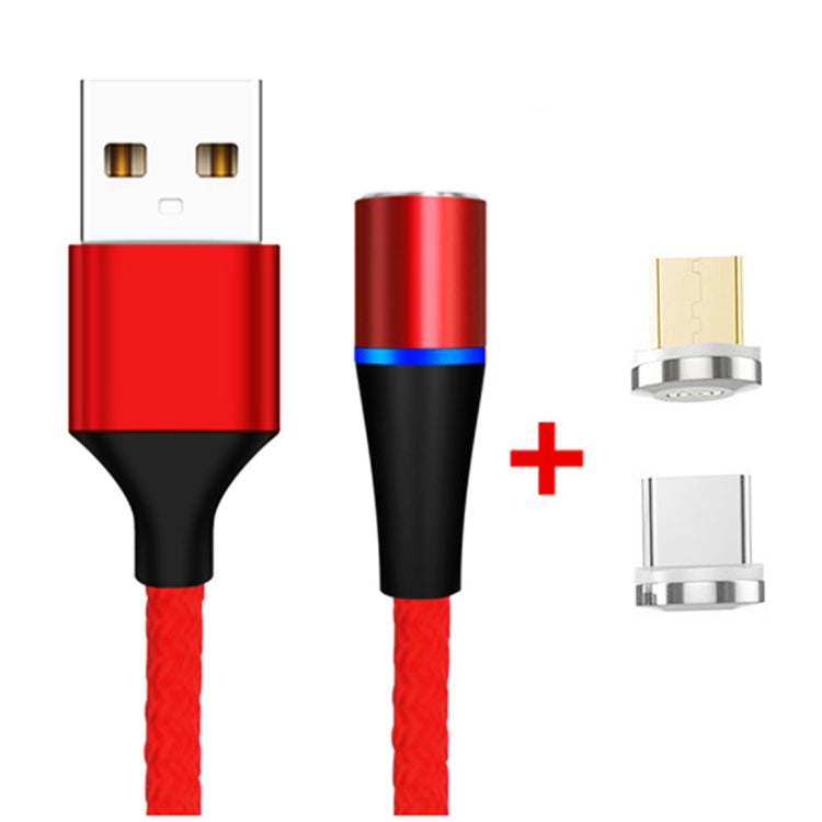 2 in 1 3A USB to Micro USB + USB-C / Type-C Fast Charging + 480Mbps Data Transmission Mobile Phone Magnetic Suction Fast Charging Data Cable, Cable Length: 1m