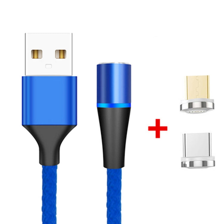 2 in 1 3A USB to Micro USB + USB-C / Type-C Fast Charging + 480Mbps Data Transmission Mobile Phone Magnetic Suction Fast Charging Data Cable, Cable Length: 1m