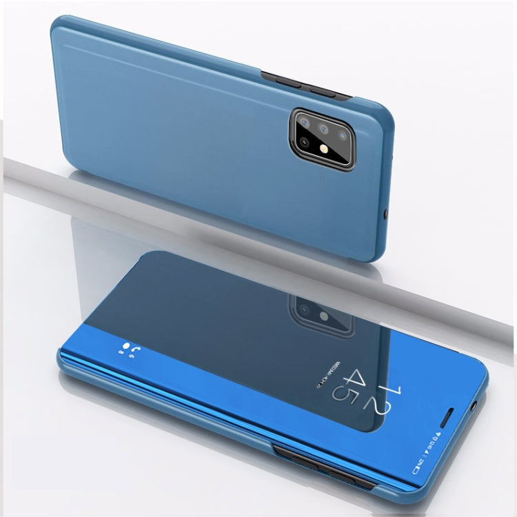 For Samsung Galaxy A71 5G Plated Mirror Horizontal Flip Leather Case with Holder
