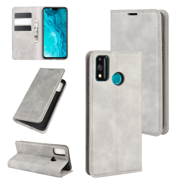 For Huawei Honor 9X lite Retro-skin Business Magnetic Suction Leather Case with Holder & Card Slots & Wallet