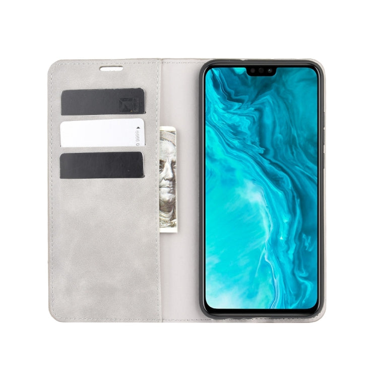 For Huawei Honor 9X lite Retro-skin Business Magnetic Suction Leather Case with Holder & Card Slots & Wallet