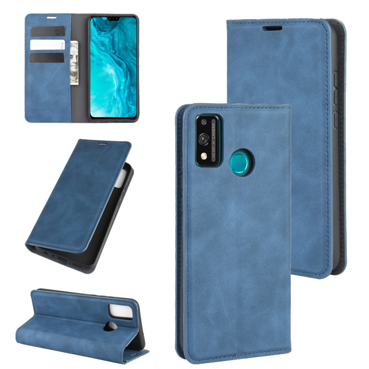 For Huawei Honor 9X lite Retro-skin Business Magnetic Suction Leather Case with Holder & Card Slots & Wallet