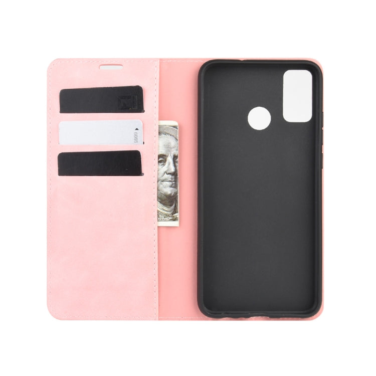 For Huawei Honor 9X lite Retro-skin Business Magnetic Suction Leather Case with Holder & Card Slots & Wallet