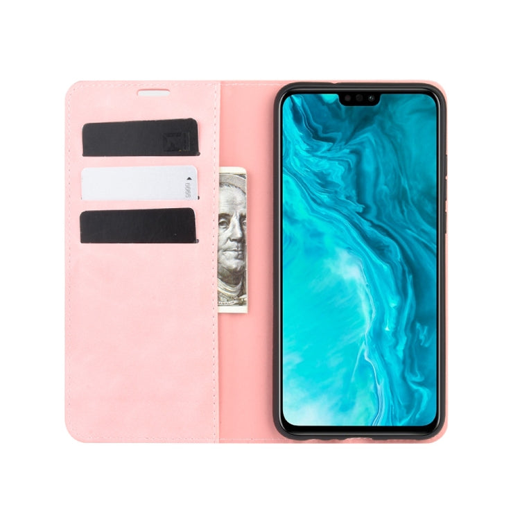 For Huawei Honor 9X lite Retro-skin Business Magnetic Suction Leather Case with Holder & Card Slots & Wallet