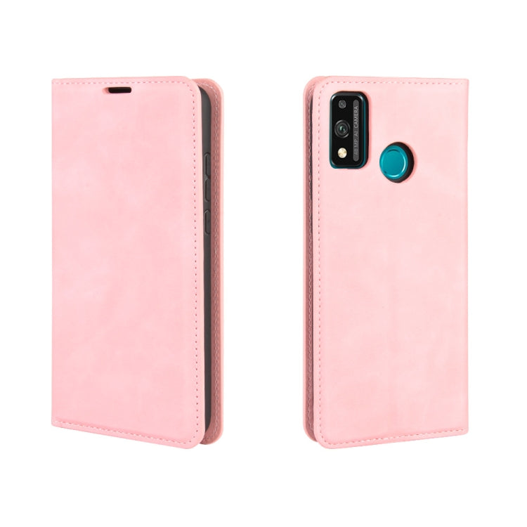 For Huawei Honor 9X lite Retro-skin Business Magnetic Suction Leather Case with Holder & Card Slots & Wallet