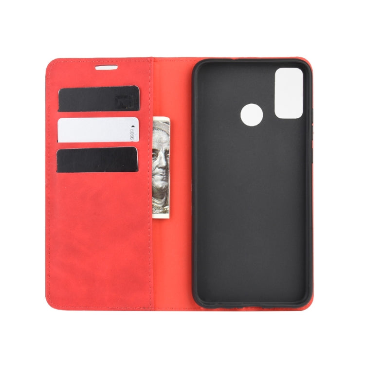 For Huawei Honor 9X lite Retro-skin Business Magnetic Suction Leather Case with Holder & Card Slots & Wallet