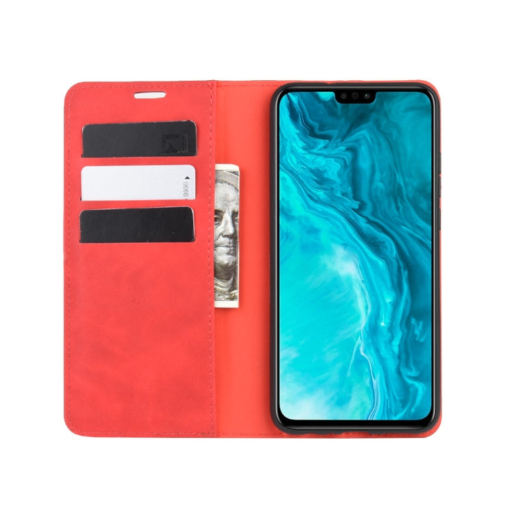 For Huawei Honor 9X lite Retro-skin Business Magnetic Suction Leather Case with Holder & Card Slots & Wallet