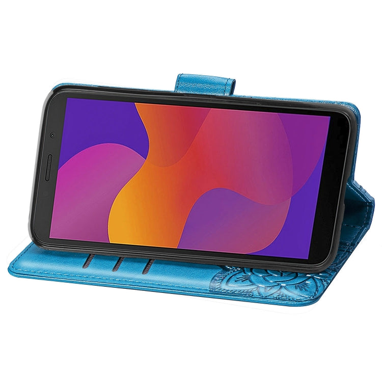 For Huawei Y5P Butterfly Love Flower Embossed Horizontal Flip Leather Case with Bracket / Card Slot / Wallet / Lanyard