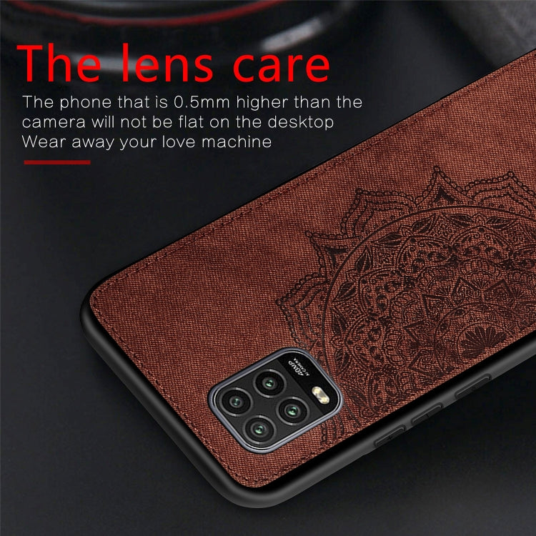 For Xiaomi 10 Lite 5G Mandala Embossed Cloth Cover PC + TPU Mobile Phone Case with Magnetic Function and Hand Strap