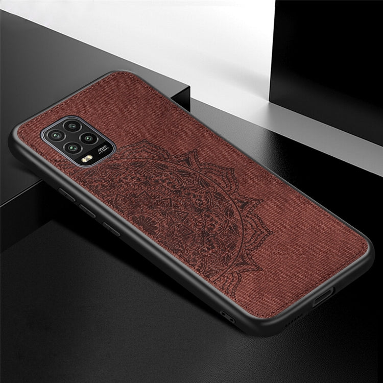 For Xiaomi 10 Lite 5G Mandala Embossed Cloth Cover PC + TPU Mobile Phone Case with Magnetic Function and Hand Strap
