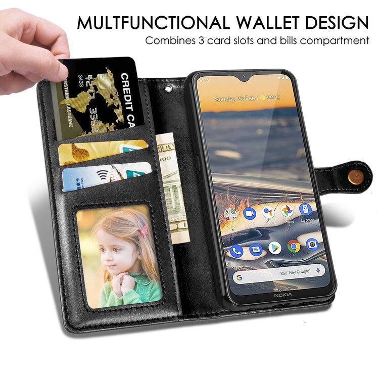 For Nokia 5.3 Retro Solid Color Leather Buckle Phone Case with Lanyard & Photo Frame & Card Slot & Wallet & Stand Function