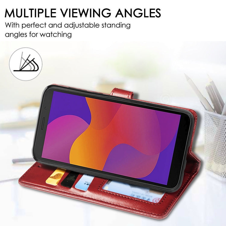 For Huawei Y5P 2020 Retro Solid Color Leather Buckle Phone Case with Lanyard & Photo Frame & Card Slot & Wallet & Stand Function