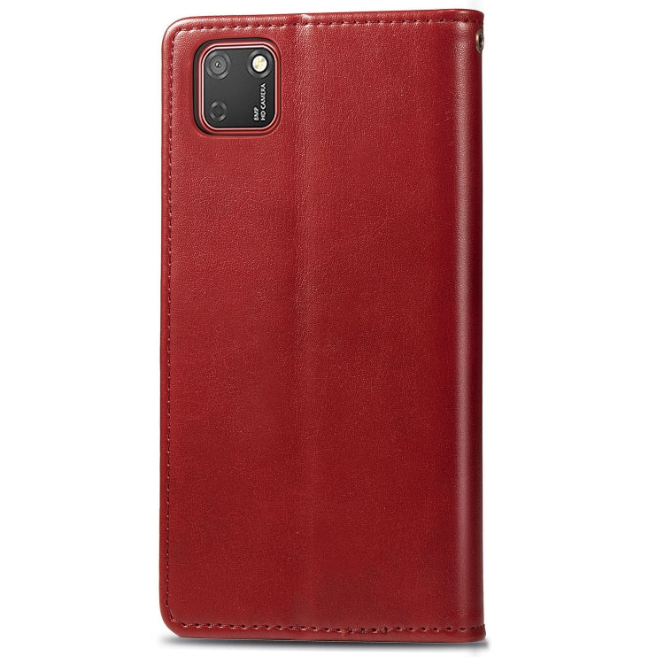 For Huawei Y5P 2020 Retro Solid Color Leather Buckle Phone Case with Lanyard & Photo Frame & Card Slot & Wallet & Stand Function