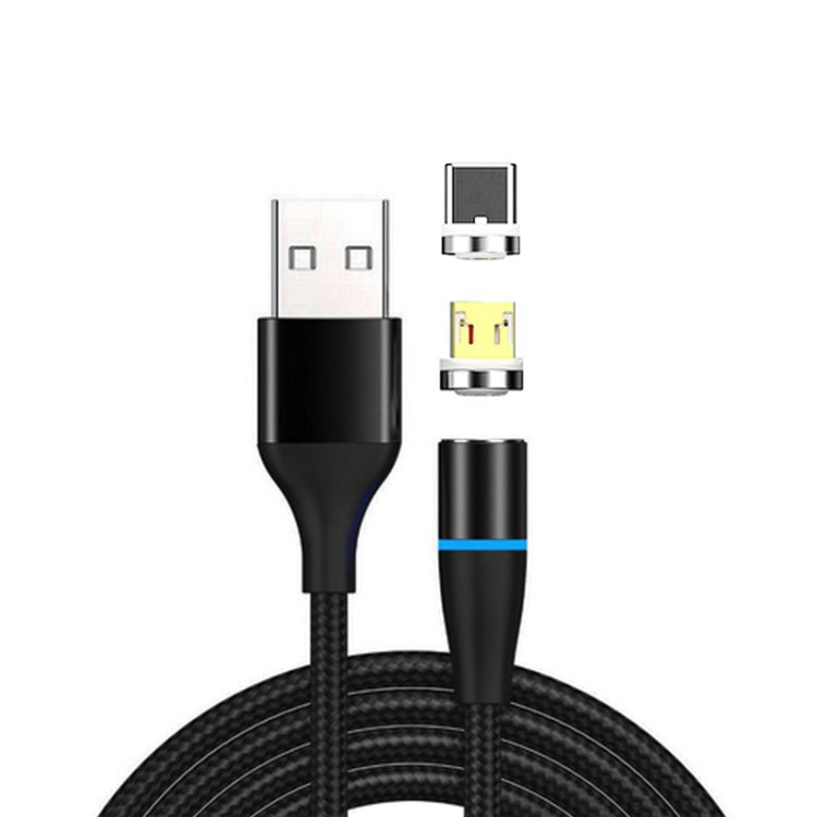 2 in 1 3A USB to Micro USB + USB-C / Type-C Fast Charging + 480Mbps Data Transmission Mobile Phone Magnetic Suction Fast Charging Data Cable, Cable Length: 2m
