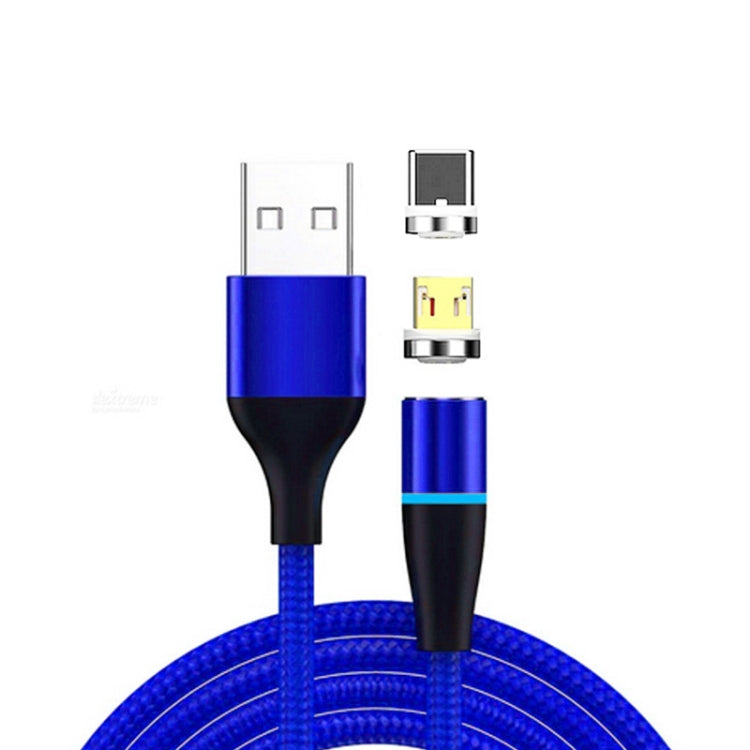 2 in 1 3A USB to Micro USB + USB-C / Type-C Fast Charging + 480Mbps Data Transmission Mobile Phone Magnetic Suction Fast Charging Data Cable, Cable Length: 2m