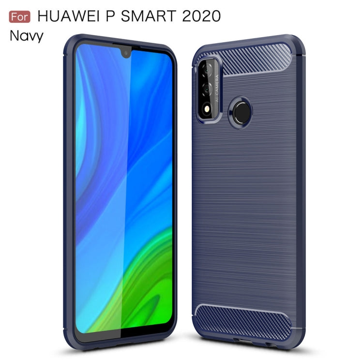 For Huawei P smart 2020 Brushed Texture Carbon Fiber TPU Case