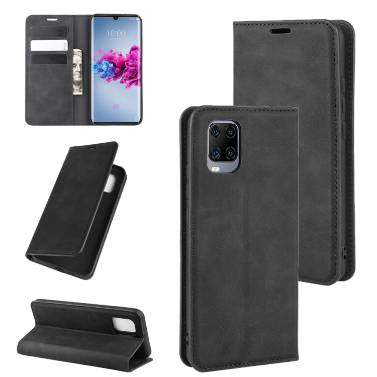 For ZTE Axon 11 Retro-skin Business Magnetic Suction Leather Case with Holder & Card Slots & Wallet