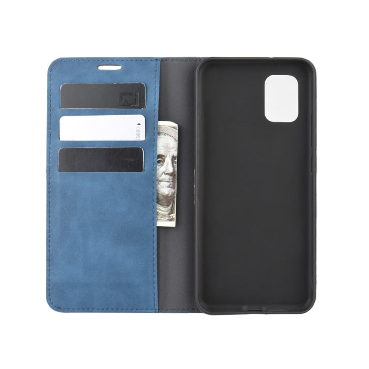 For ZTE Axon 11 Retro-skin Business Magnetic Suction Leather Case with Holder & Card Slots & Wallet