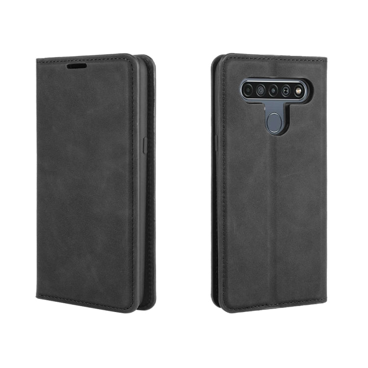 For LG K61 Retro-skin Business Magnetic Suction Leather Case with Holder & Card Slots & Wallet
