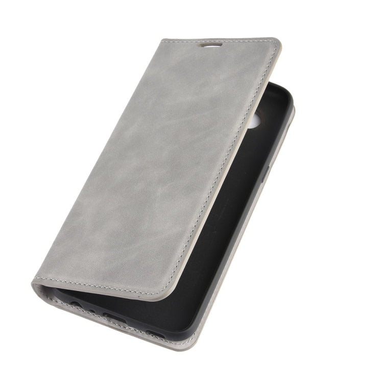 For LG K61 Retro-skin Business Magnetic Suction Leather Case with Holder & Card Slots & Wallet