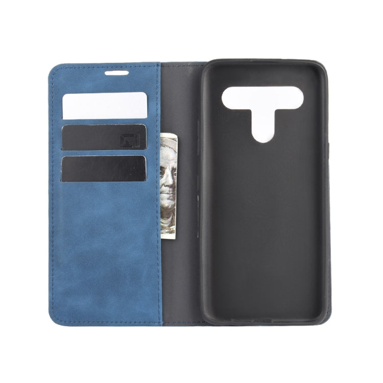 For LG K61 Retro-skin Business Magnetic Suction Leather Case with Holder & Card Slots & Wallet