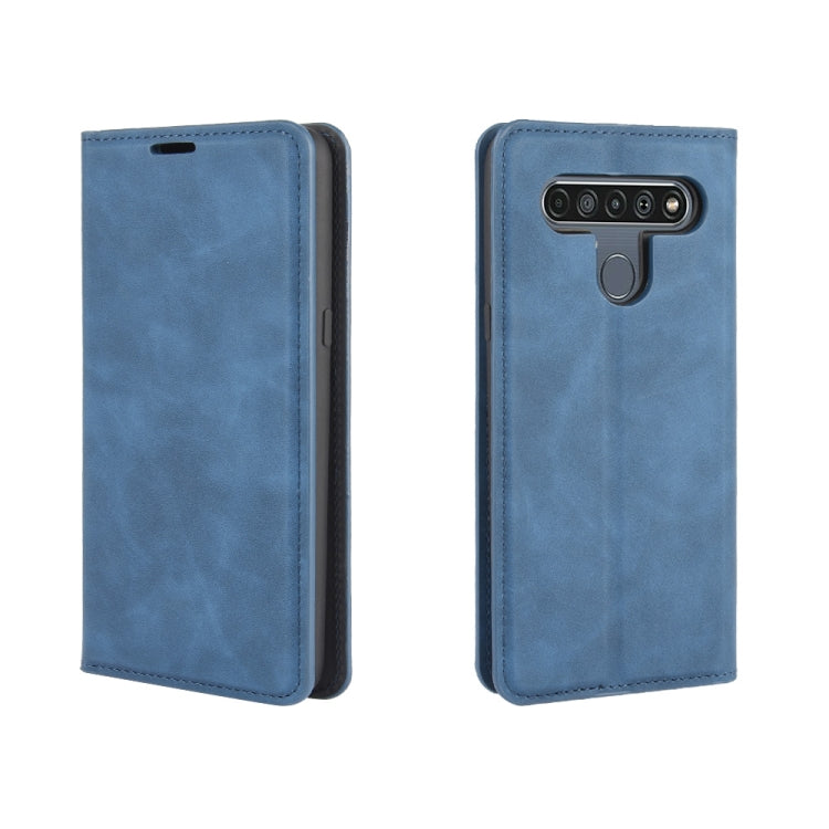 For LG K61 Retro-skin Business Magnetic Suction Leather Case with Holder & Card Slots & Wallet