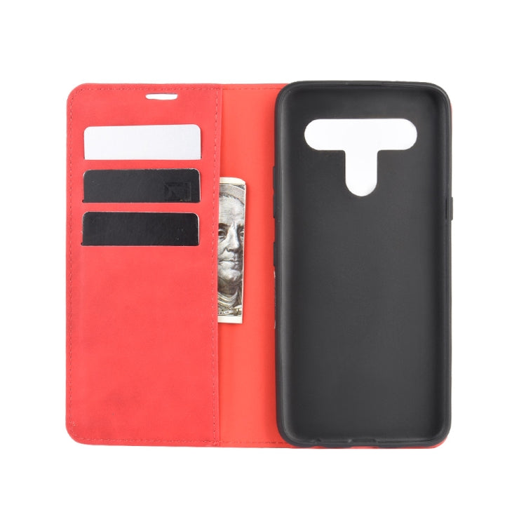 For LG K61 Retro-skin Business Magnetic Suction Leather Case with Holder & Card Slots & Wallet