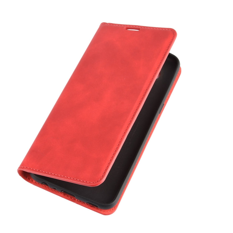 For LG K61 Retro-skin Business Magnetic Suction Leather Case with Holder & Card Slots & Wallet