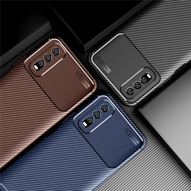For vivo Y70s Carbon Fiber Texture Shockproof TPU Case
