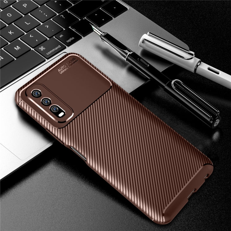 For vivo Y70s Carbon Fiber Texture Shockproof TPU Case