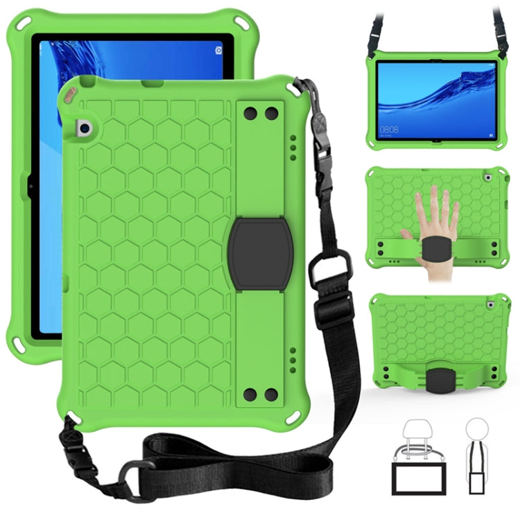 For Huawei MediaPad T5 10.1 Honeycomb Design EVA + PC Material Four Corner Anti Falling Flat Protective Shell With Strap