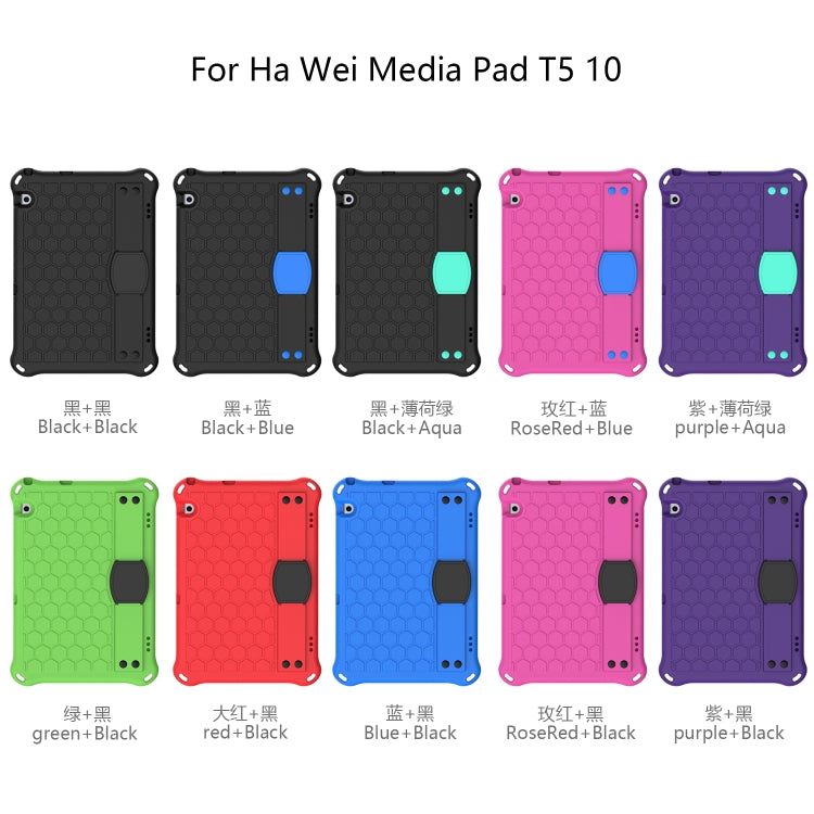 For Huawei MediaPad T5 10.1 Honeycomb Design EVA + PC Material Four Corner Anti Falling Flat Protective Shell With Strap