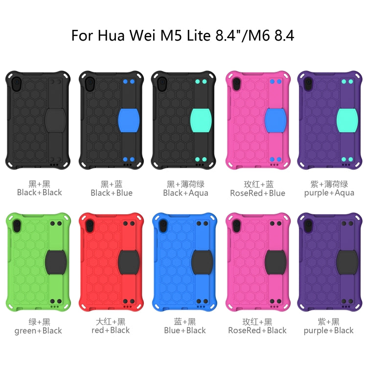 For Huawei Media M5 Lite 8.4/M6 8.4 Honeycomb Design EVA + PC Material Four Corner Anti Falling Flat Protective Shell With Strap