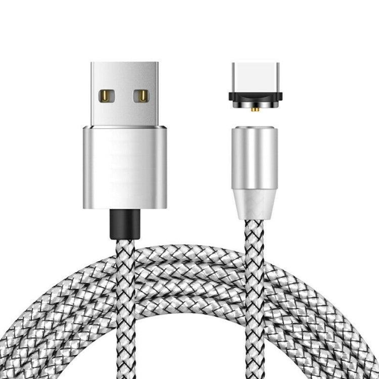 USB to USB-C / Type-C Magnetic Metal Connector Nylon Two-color Braided Magnetic Data Cable, Cable Length: 2m