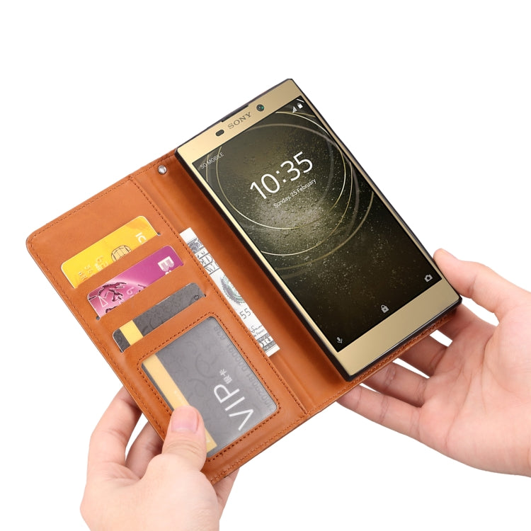 Knead Skin Texture Horizontal Flip Leather Case for Sony Xperia L2, with Photo Frame & Holder & Card Slots & Wallet