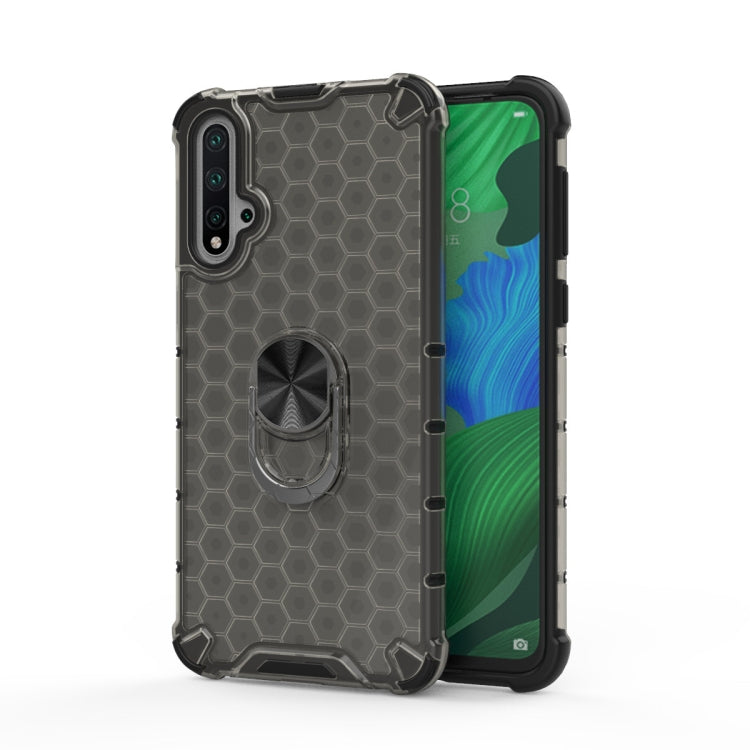 For Huawei NOVA 5T Pro Shockproof Honeycomb PC + TPU Ring Holder Protection Case