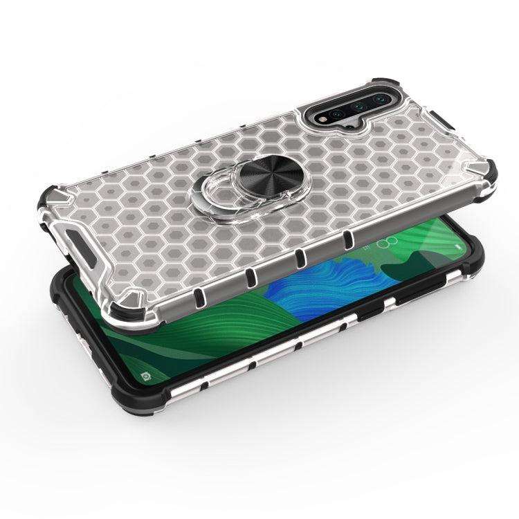 For Huawei NOVA 5T Pro Shockproof Honeycomb PC + TPU Ring Holder Protection Case