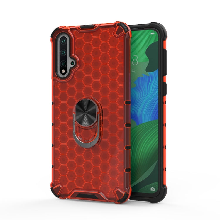 For Huawei Nova 5T Shockproof Honeycomb PC + TPU Ring Holder Protection Case